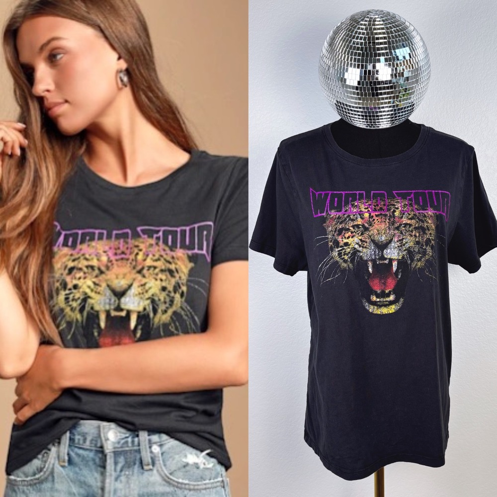 Prince Peter Collection Tiger World Tour Graphic Tee, Women's Sizeโ Large, Black